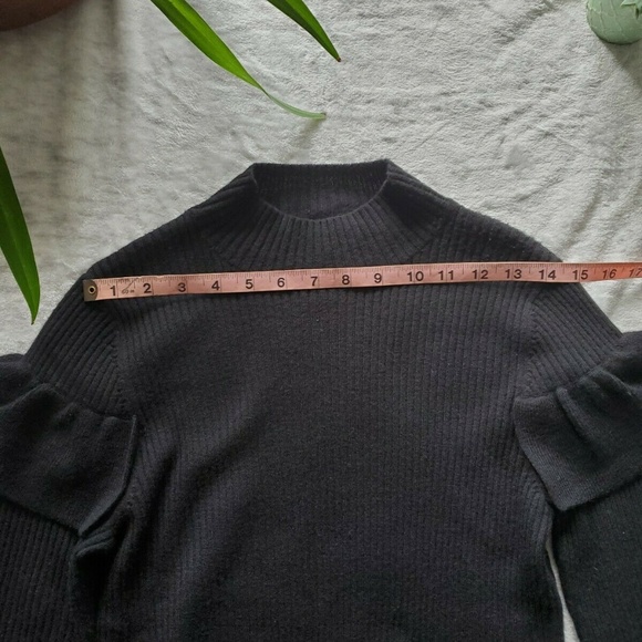 Cynthia Rowley Black Wool Mock Neck Sweater - Picture 4 of 7